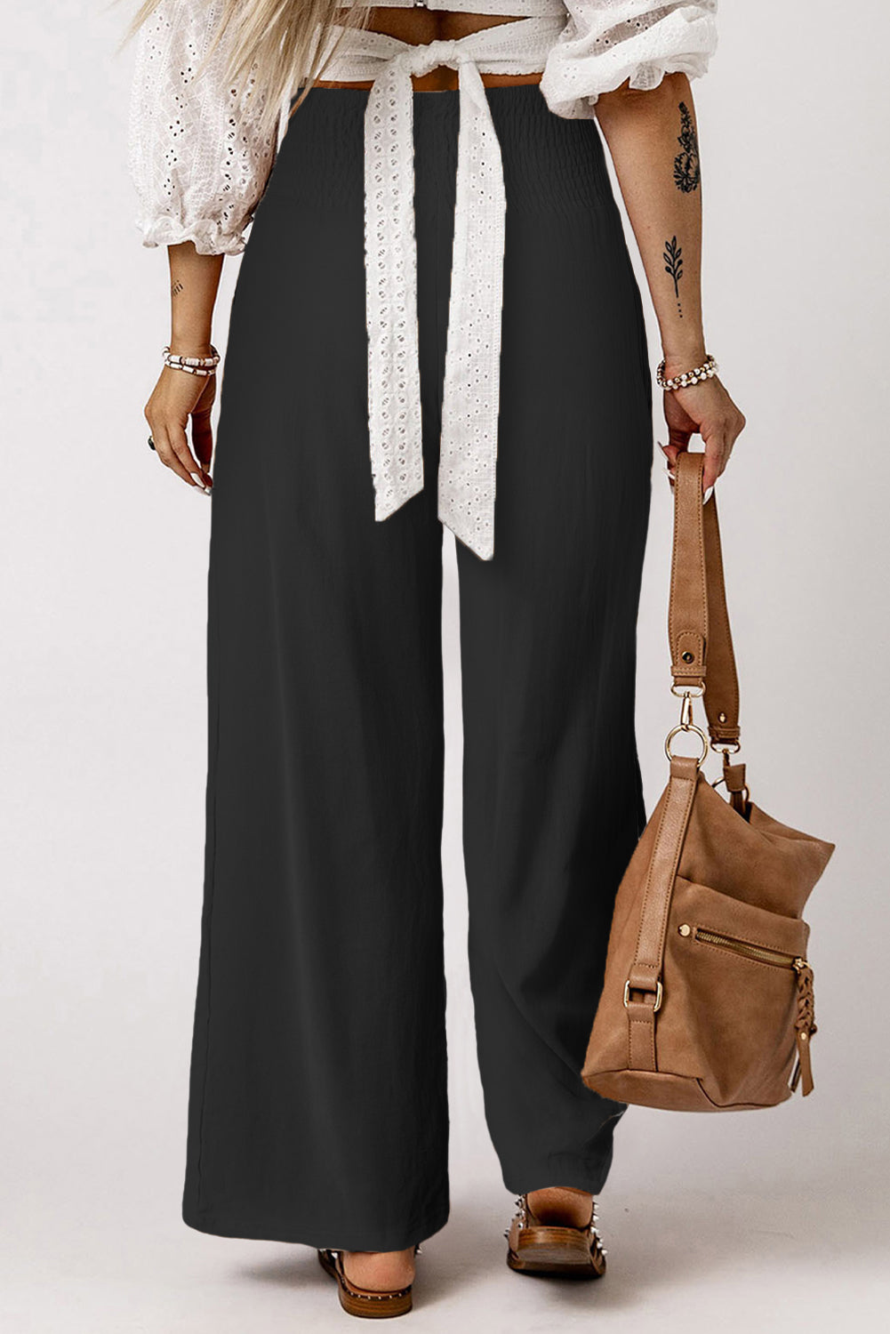 Smocked High Waist Wide Leg Pants-Trendsi-[option4]-[option5]-[option6]-[option7]-[option8]-Shop-Boutique-Clothing-for-Women-Online