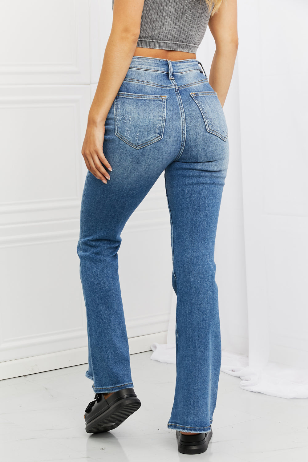 RISEN Iris High Waisted Flare Jeans-Trendsi-[option4]-[option5]-[option6]-[option7]-[option8]-Shop-Boutique-Clothing-for-Women-Online