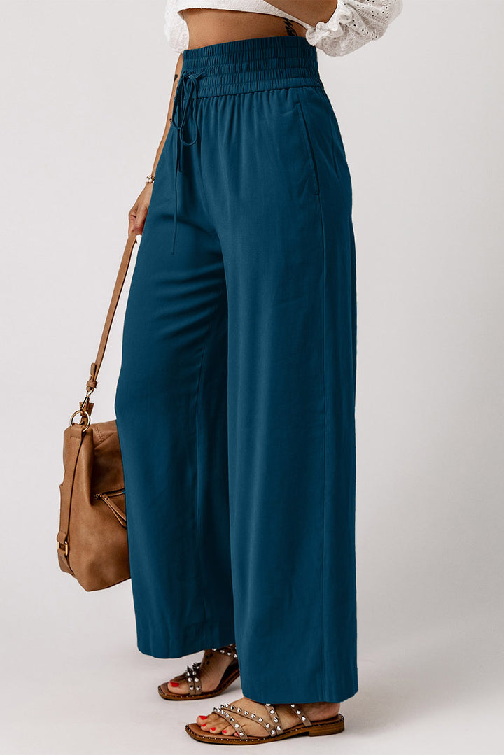 Drawstring Smocked Waist Wide Leg Pants-Trendsi-[option4]-[option5]-[option6]-[option7]-[option8]-Shop-Boutique-Clothing-for-Women-Online