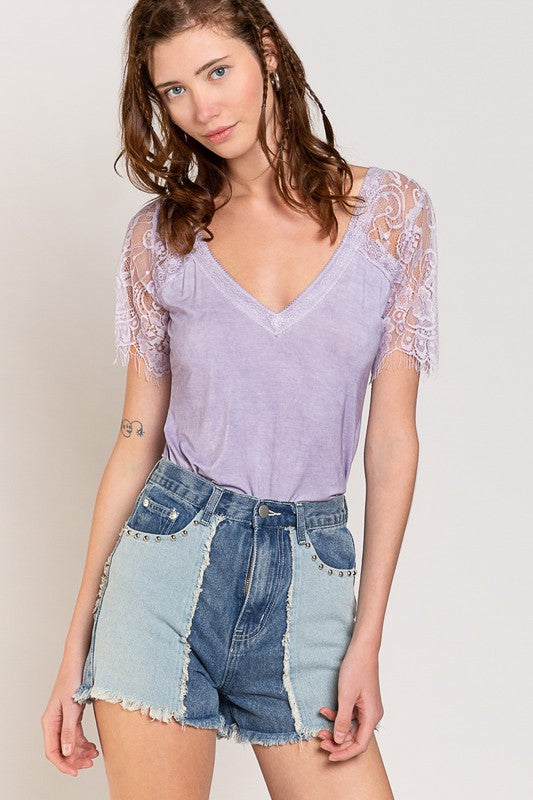 POL Scallop Trim Lace Short Sleeve Top-POL-[option4]-[option5]-[option6]-[option7]-[option8]-Shop-Boutique-Clothing-for-Women-Online