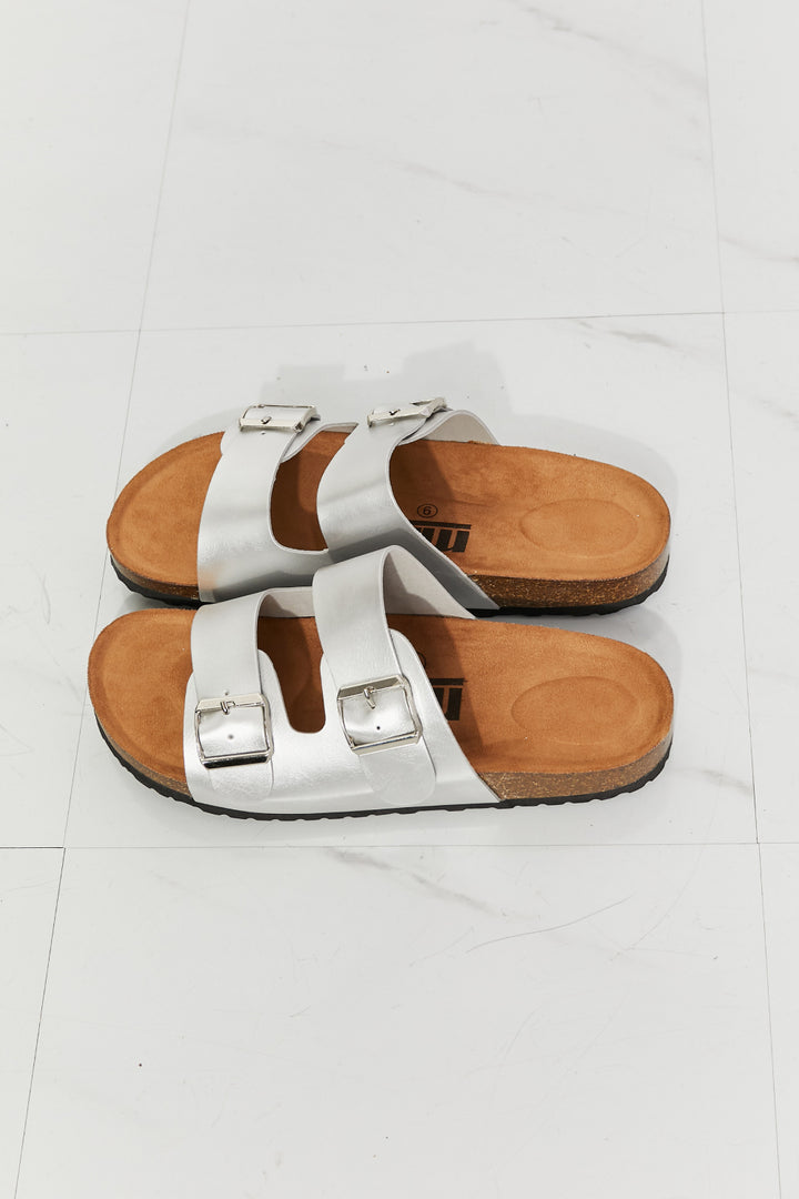 MMShoes Best Life Double-Banded Slide Sandal in Silver-Trendsi-[option4]-[option5]-[option6]-[option7]-[option8]-Shop-Boutique-Clothing-for-Women-Online