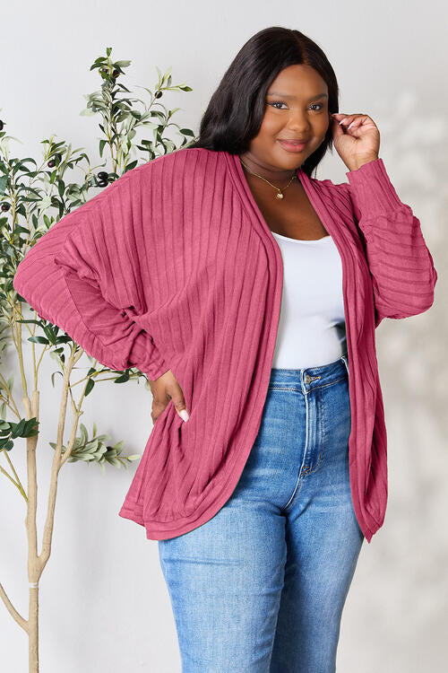 Basic Bae Ribbed Cocoon Cardigan-Trendsi-[option4]-[option5]-[option6]-[option7]-[option8]-Shop-Boutique-Clothing-for-Women-Online