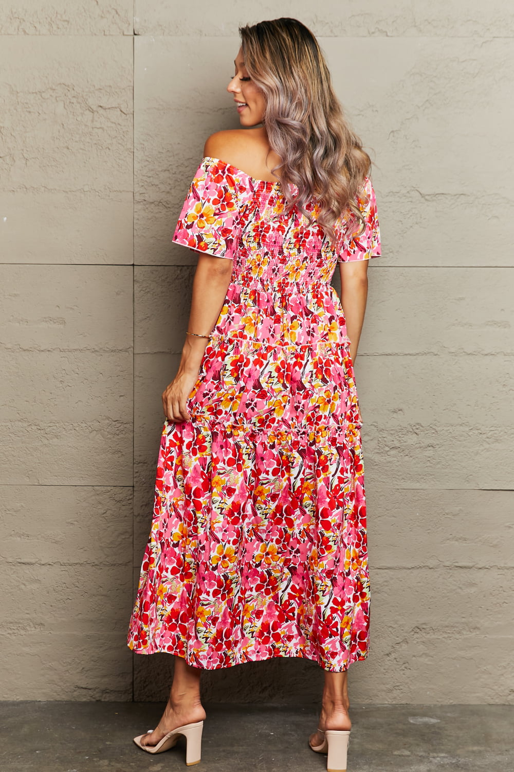 Floral Off-Shoulder Frill Trim Maxi Dress-Trendsi-[option4]-[option5]-[option6]-[option7]-[option8]-Shop-Boutique-Clothing-for-Women-Online