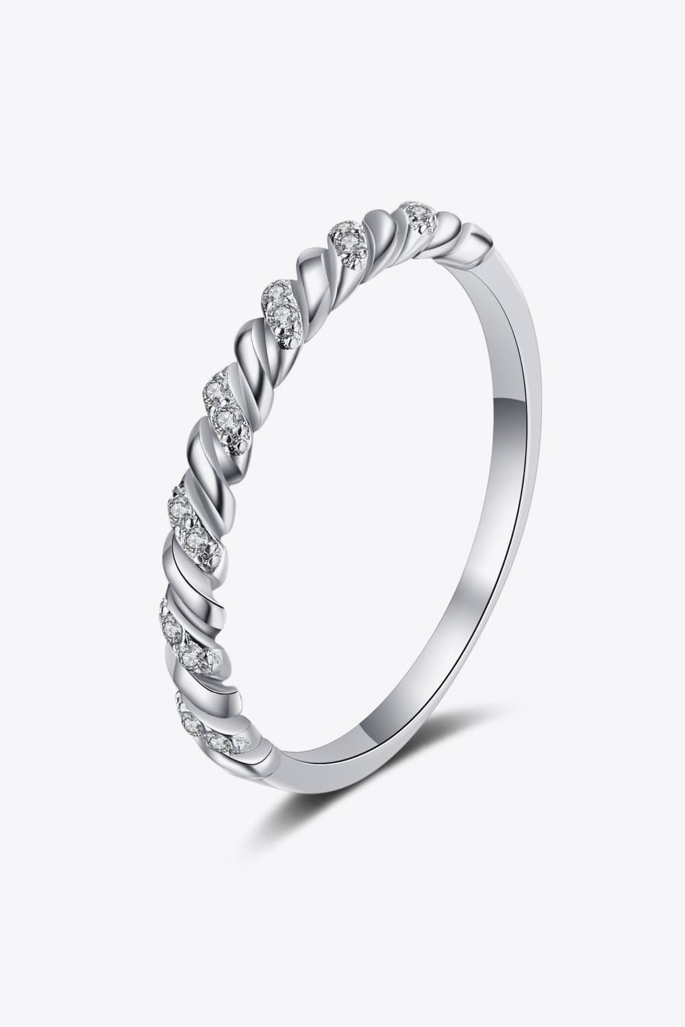 Moissanite Rhodium-Plated Half-Eternity Ring-Trendsi-Silver-4-[option4]-[option5]-[option6]-[option7]-[option8]-Shop-Boutique-Clothing-for-Women-Online