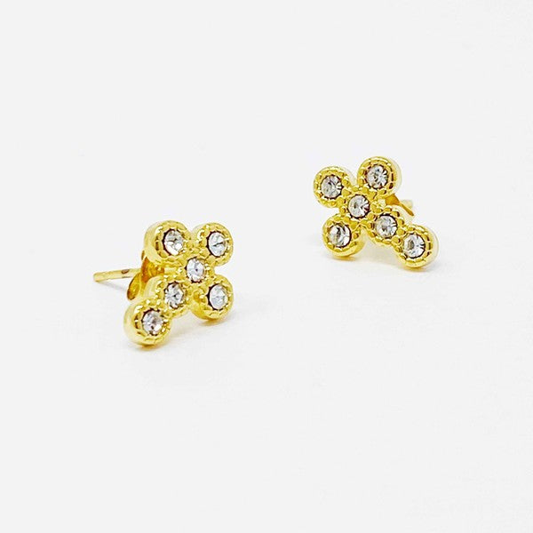Dainty Cross Stud Earrings-Ellison and Young-Clear Crystal-OS-[option4]-[option5]-[option6]-[option7]-[option8]-Shop-Boutique-Clothing-for-Women-Online