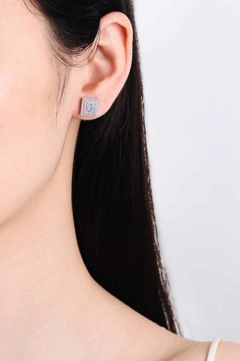 Moissanite Square Stud Earrings-Trendsi-Pink/White-One Size-[option4]-[option5]-[option6]-[option7]-[option8]-Shop-Boutique-Clothing-for-Women-Online