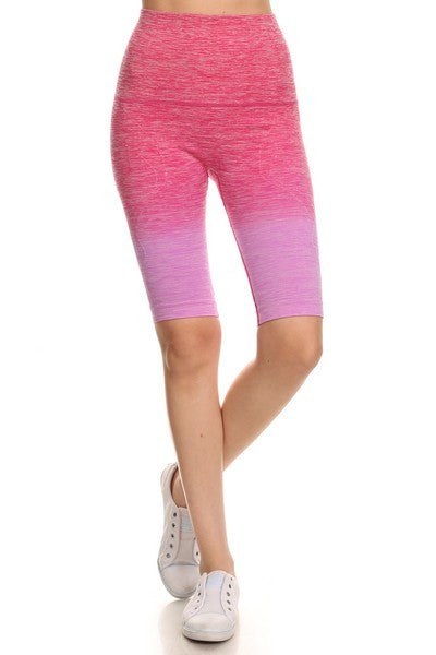 Yelete Dip Dye Ombre Athletic Biker Shorts-Yelete-Fuchsia-S-[option4]-[option5]-[option6]-[option7]-[option8]-Shop-Boutique-Clothing-for-Women-Online