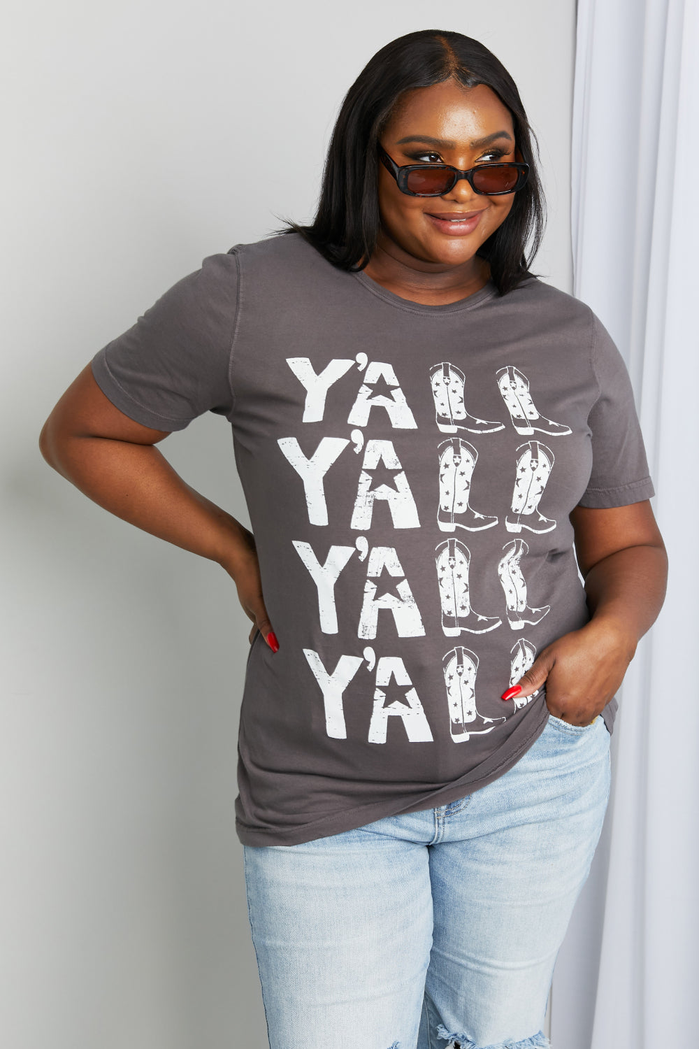 Y'ALL Cowboy Boots Graphic Tee-Trendsi-[option4]-[option5]-[option6]-[option7]-[option8]-Shop-Boutique-Clothing-for-Women-Online