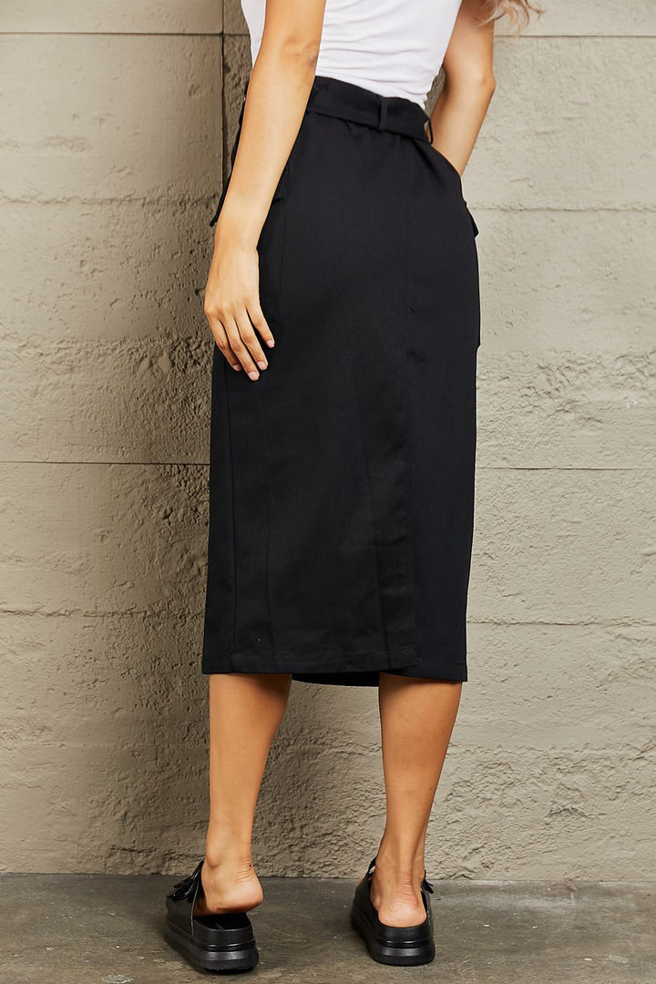 HYFVE Professional Poise Buckled Midi Skirt-Trendsi-[option4]-[option5]-[option6]-[option7]-[option8]-Shop-Boutique-Clothing-for-Women-Online