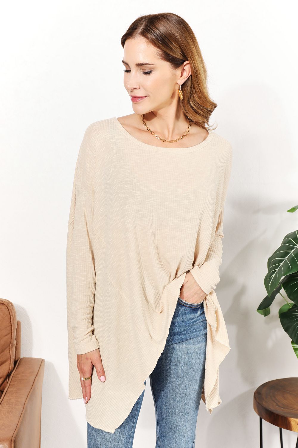 HEYSON Oversized Super Soft Ribbed Top-Trendsi-Cream-S-[option4]-[option5]-[option6]-[option7]-[option8]-Shop-Boutique-Clothing-for-Women-Online