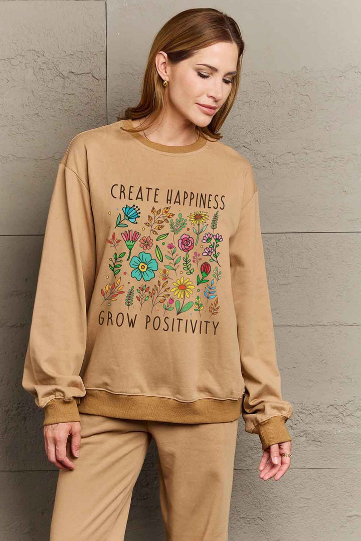 Simply Love CREATE HAPPINESS GROW POSITIVITY Graphic Sweatshirt-Trendsi-[option4]-[option5]-[option6]-[option7]-[option8]-Shop-Boutique-Clothing-for-Women-Online