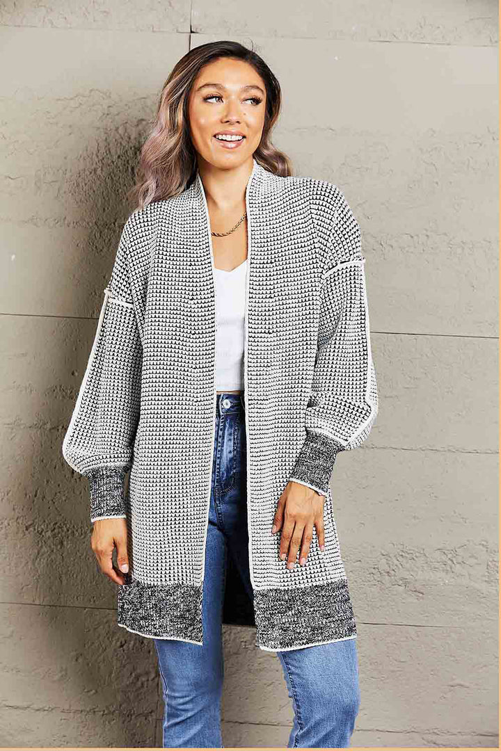 Woven Right Heathered Open Front Longline Cardigan-Trendsi-Gray-S-[option4]-[option5]-[option6]-[option7]-[option8]-Shop-Boutique-Clothing-for-Women-Online