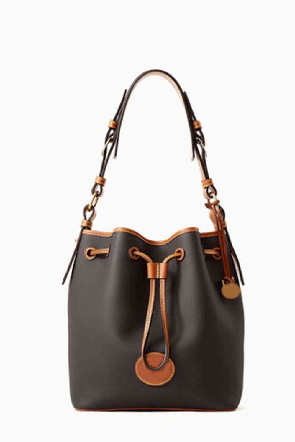 Sedona Vegan Leather Drawstring Bucket Bag-Trendsi-Black-One Size-[option4]-[option5]-[option6]-[option7]-[option8]-Shop-Boutique-Clothing-for-Women-Online