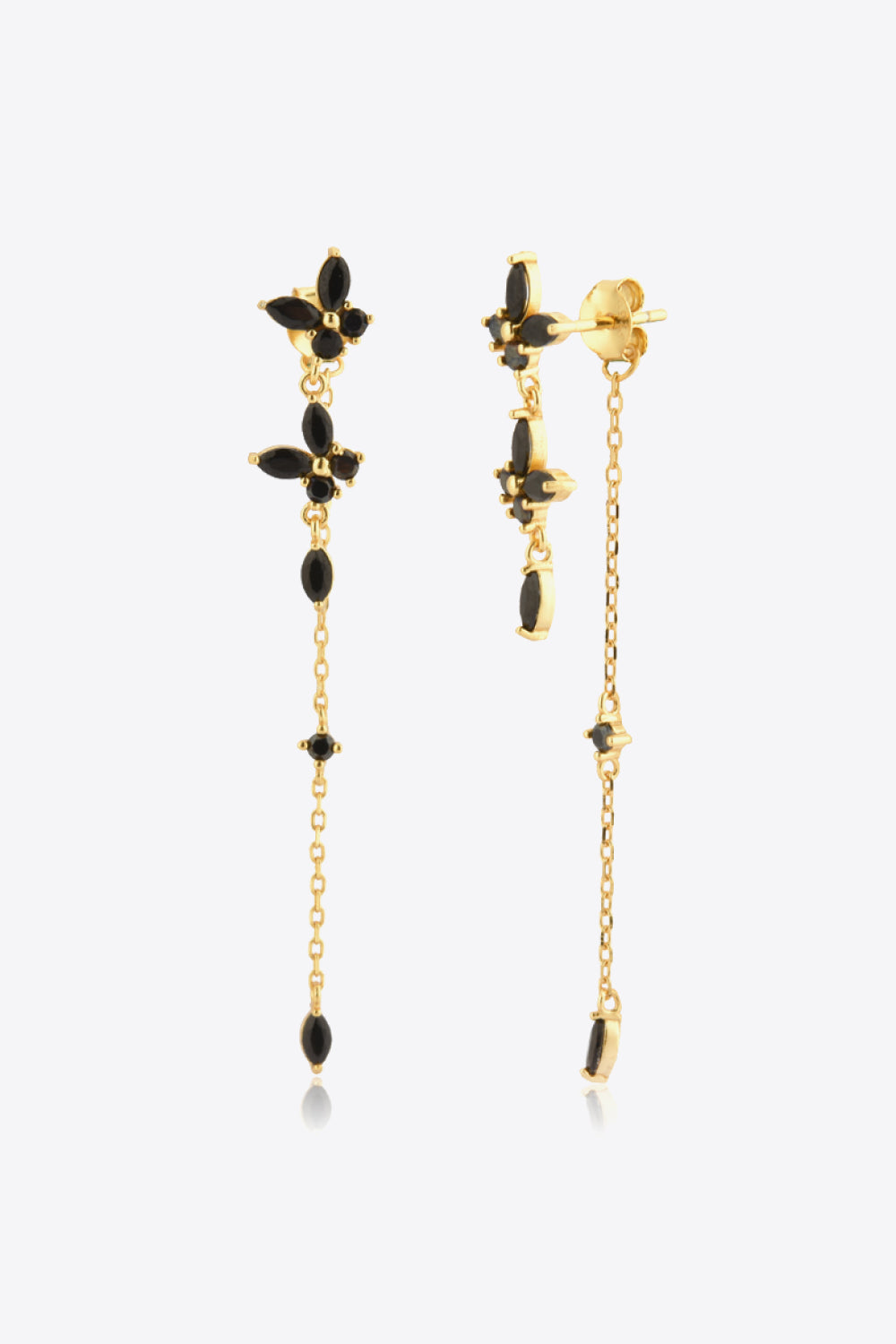 Inlaid Zircon 925 Sterling Silver Earrings-Trendsi-Gold/Black-One Size-[option4]-[option5]-[option6]-[option7]-[option8]-Shop-Boutique-Clothing-for-Women-Online