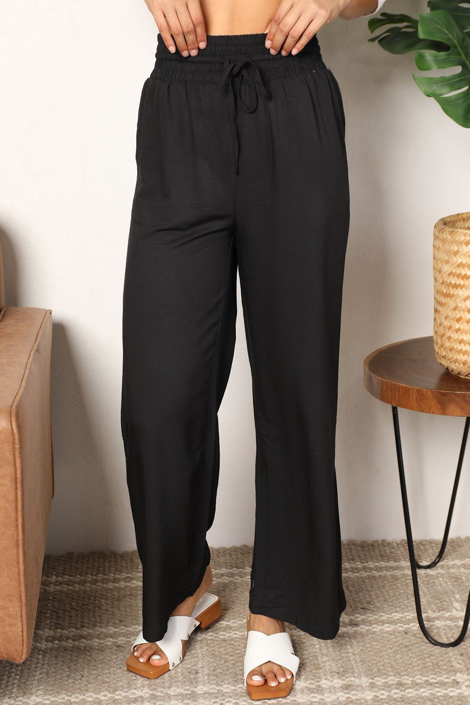 Double Take Drawstring Smocked Waist Wide Leg Pants-Trendsi-[option4]-[option5]-[option6]-[option7]-[option8]-Shop-Boutique-Clothing-for-Women-Online