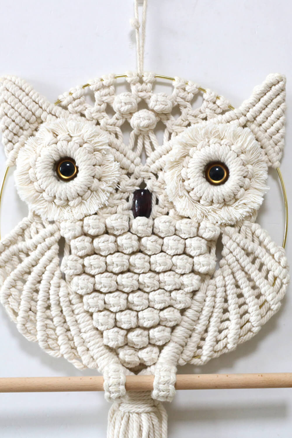 Hand-Woven Owl Macrame Wall Hanging-Trendsi-Cream-One Size-[option4]-[option5]-[option6]-[option7]-[option8]-Shop-Boutique-Clothing-for-Women-Online