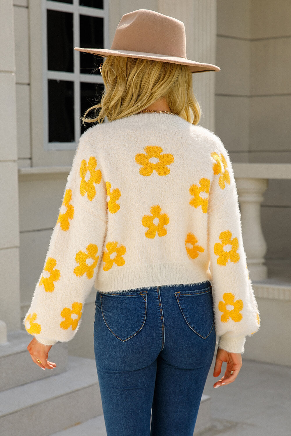 Floral Open Front Fuzzy Cardigan-Trendsi-[option4]-[option5]-[option6]-[option7]-[option8]-Shop-Boutique-Clothing-for-Women-Online