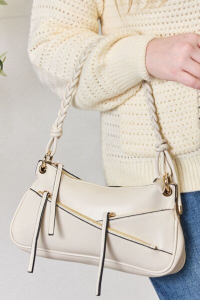 SHOMICO Braided Strap Shoulder Bag-Trendsi-BONE-One Size-[option4]-[option5]-[option6]-[option7]-[option8]-Shop-Boutique-Clothing-for-Women-Online