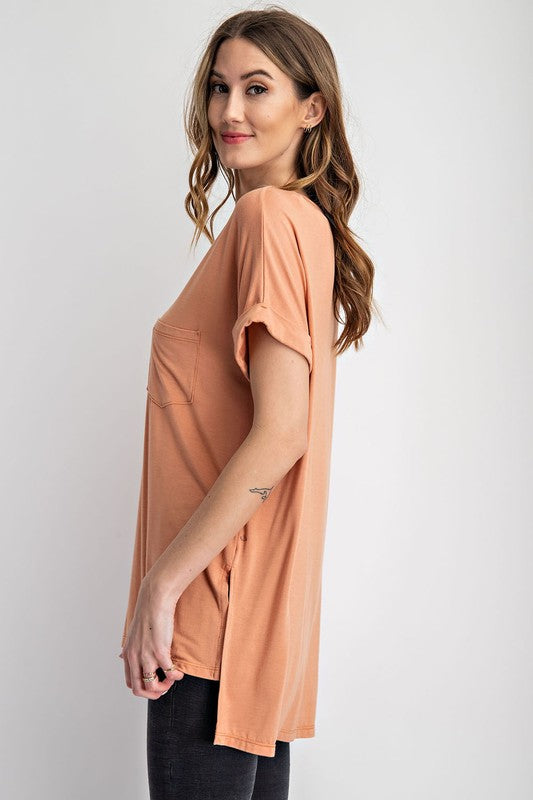 Rae Mode Modal V Neck High Low Tee-Rae Mode-[option4]-[option5]-[option6]-[option7]-[option8]-Shop-Boutique-Clothing-for-Women-Online