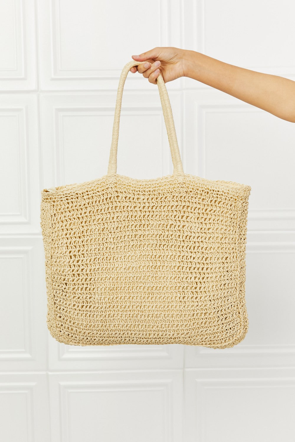 Fame Off The Coast Straw Tote Bag-Trendsi-Ivory-One Size-[option4]-[option5]-[option6]-[option7]-[option8]-Shop-Boutique-Clothing-for-Women-Online