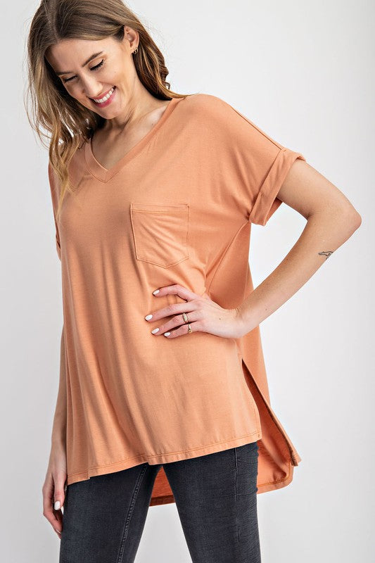 Rae Mode Modal V Neck High Low Tee-Rae Mode-[option4]-[option5]-[option6]-[option7]-[option8]-Shop-Boutique-Clothing-for-Women-Online