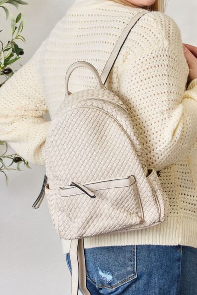 SHOMICO PU Leather Woven Backpack-Trendsi-BEIGE-One Size-[option4]-[option5]-[option6]-[option7]-[option8]-Shop-Boutique-Clothing-for-Women-Online