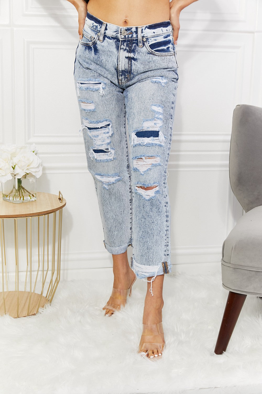 Kancan Kendra High Rise Distressed Straight Jeans-Trendsi-[option4]-[option5]-[option6]-[option7]-[option8]-Shop-Boutique-Clothing-for-Women-Online