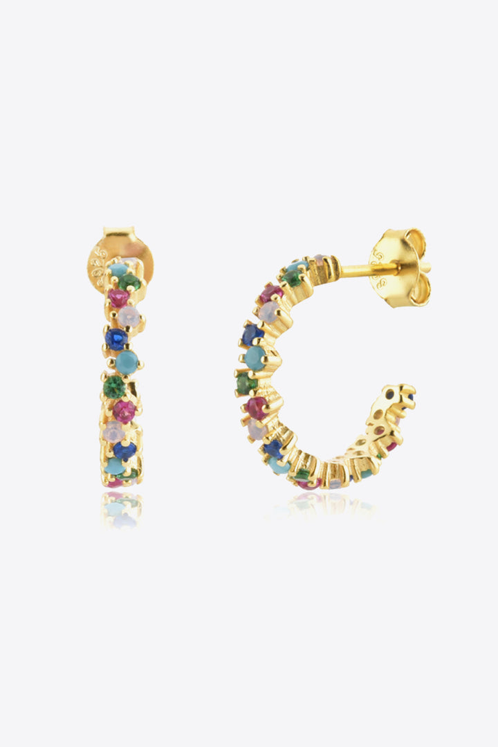 Inlaid Zircon C-Hoop Earrings-Trendsi-Multicolor-One Size-[option4]-[option5]-[option6]-[option7]-[option8]-Shop-Boutique-Clothing-for-Women-Online