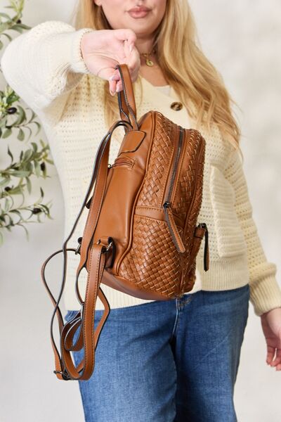 SHOMICO PU Leather Woven Backpack-Trendsi-[option4]-[option5]-[option6]-[option7]-[option8]-Shop-Boutique-Clothing-for-Women-Online