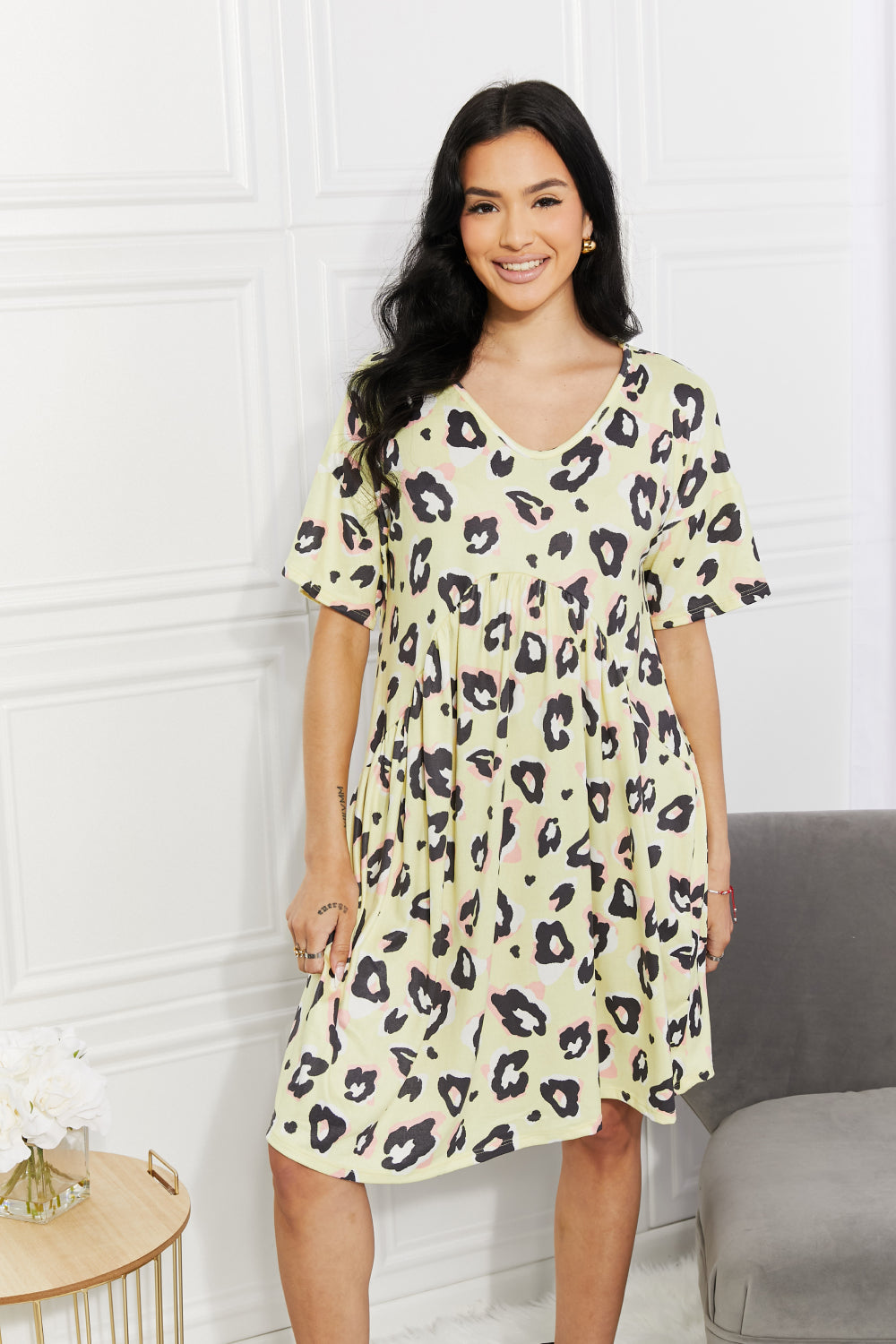 BOMBOM Take It Easy Animal Print Dress-Trendsi-Lemon-S-[option4]-[option5]-[option6]-[option7]-[option8]-Shop-Boutique-Clothing-for-Women-Online