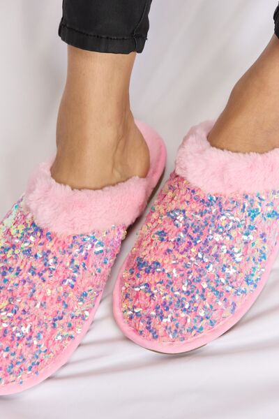 Forever Link Sequin Plush Round Toe Slippers-Trendsi-[option4]-[option5]-[option6]-[option7]-[option8]-Shop-Boutique-Clothing-for-Women-Online