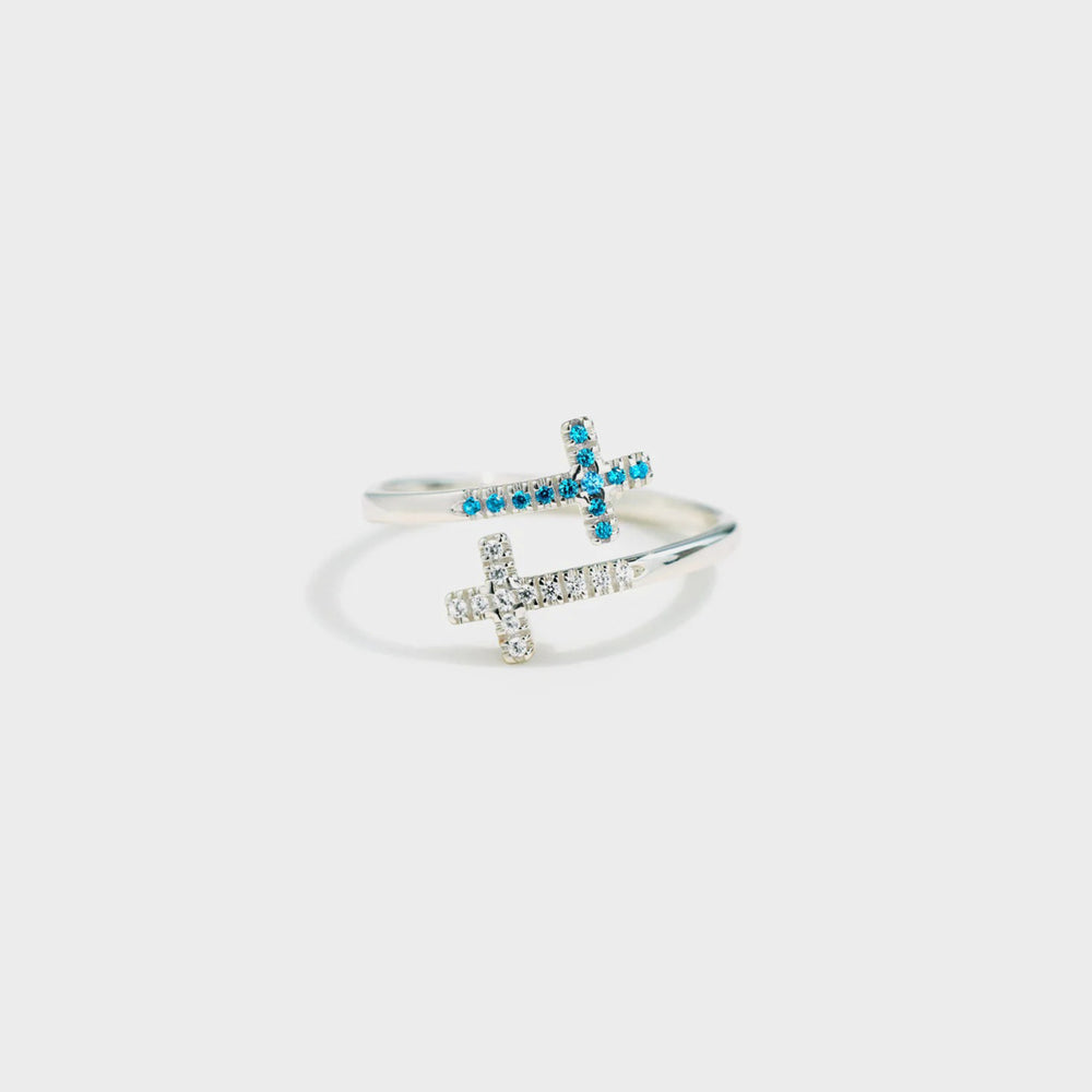 Zircon 925 Sterling Silver Double Cross Bypass Ring-Trendsi-Silver-7-[option4]-[option5]-[option6]-[option7]-[option8]-Shop-Boutique-Clothing-for-Women-Online