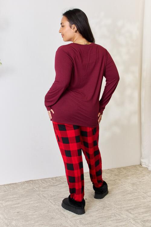 Zenana Plaid Round Neck Top and Pants Pajama Set-Trendsi-[option4]-[option5]-[option6]-[option7]-[option8]-Shop-Boutique-Clothing-for-Women-Online