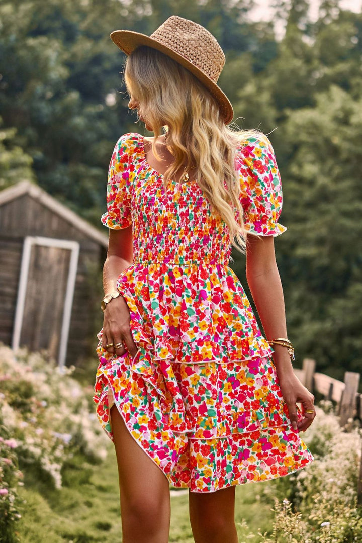 Smocked Sweetheart Neck Flounce Sleeve Mini Dress-Trendsi-Multicolor-S-[option4]-[option5]-[option6]-[option7]-[option8]-Shop-Boutique-Clothing-for-Women-Online