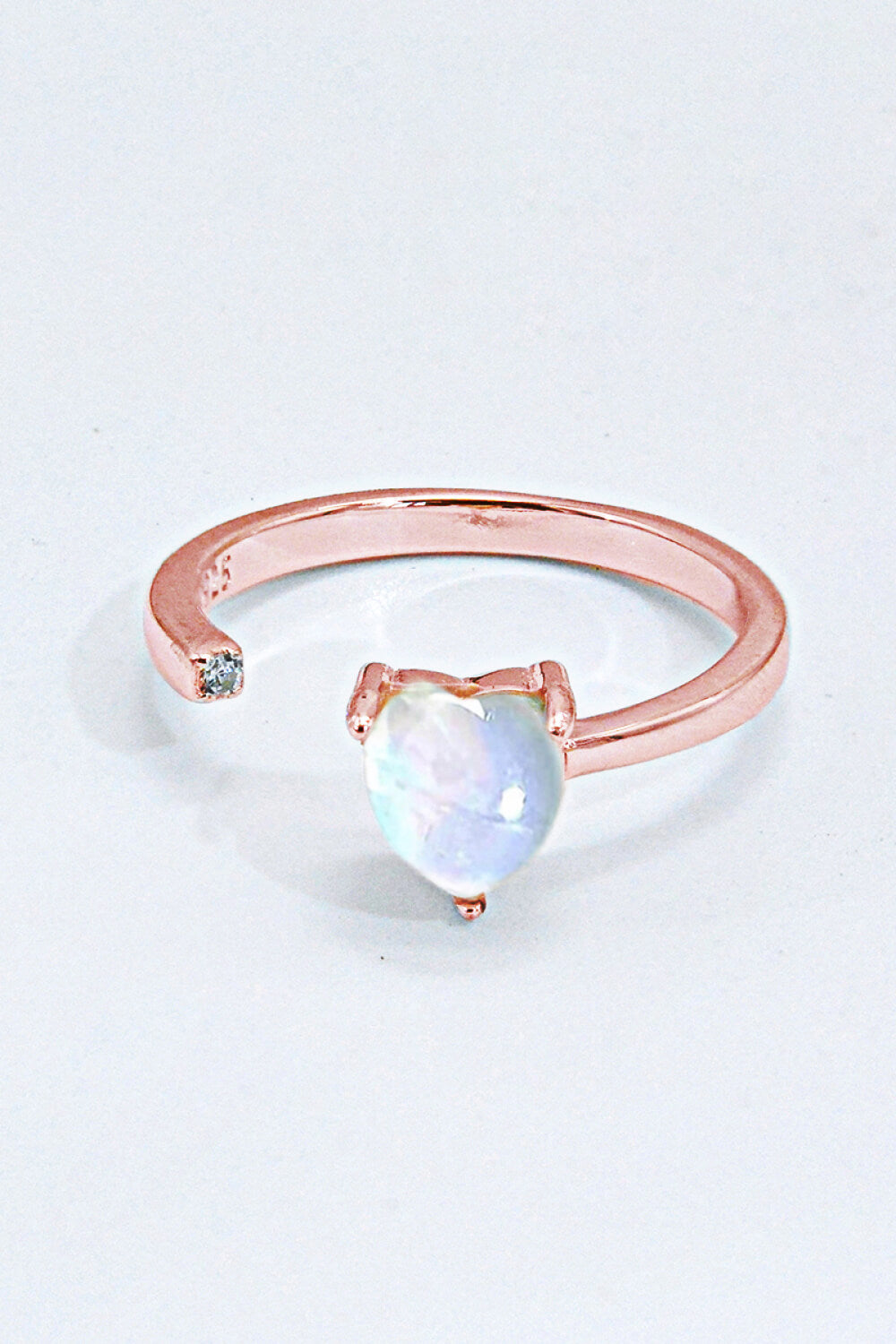 Inlaid Moonstone Heart Adjustable Open Ring-Trendsi-Rose Gold-One Size-[option4]-[option5]-[option6]-[option7]-[option8]-Shop-Boutique-Clothing-for-Women-Online