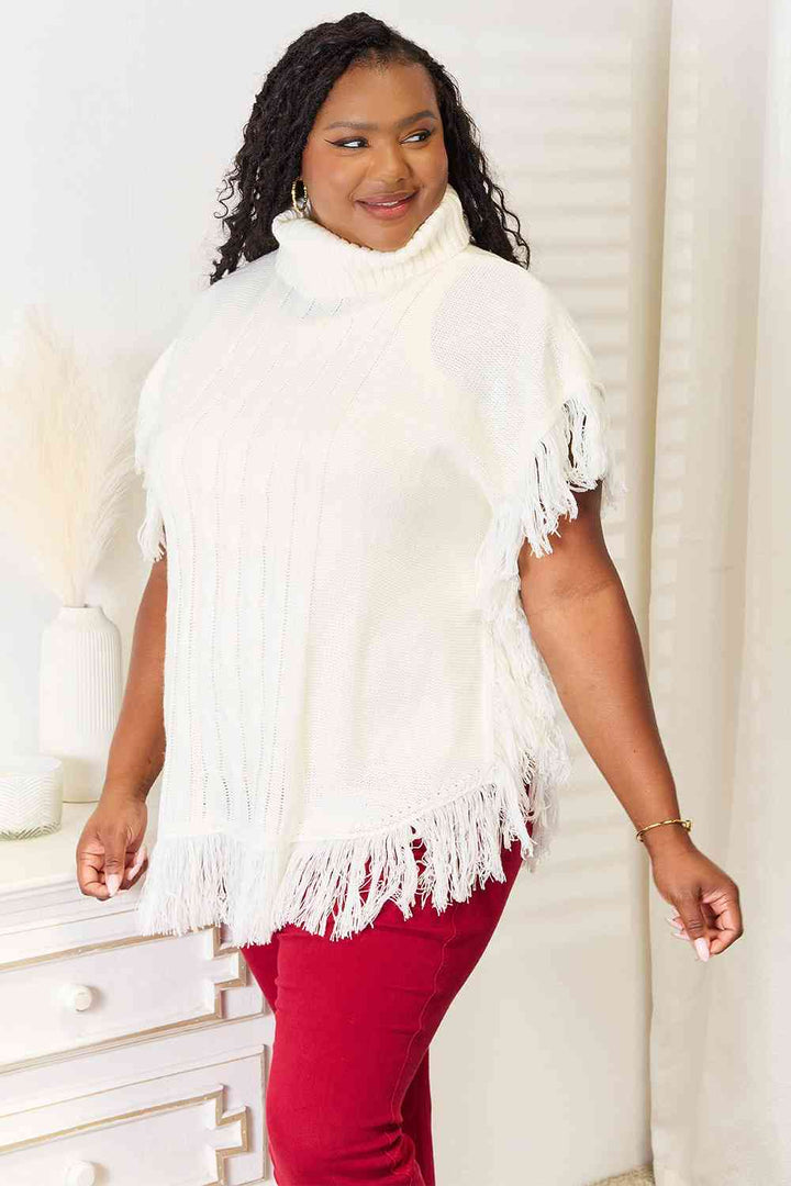 Justin Taylor Turtle Neck Fringe Poncho-Trendsi-Ivory-One Size-[option4]-[option5]-[option6]-[option7]-[option8]-Shop-Boutique-Clothing-for-Women-Online