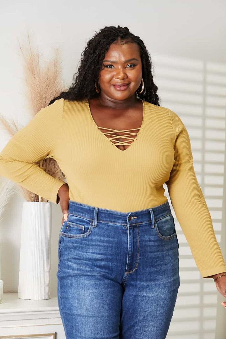 HEYSON All About Details Ribbed Bodysuit-Trendsi-Banana Yellow-S-[option4]-[option5]-[option6]-[option7]-[option8]-Shop-Boutique-Clothing-for-Women-Online