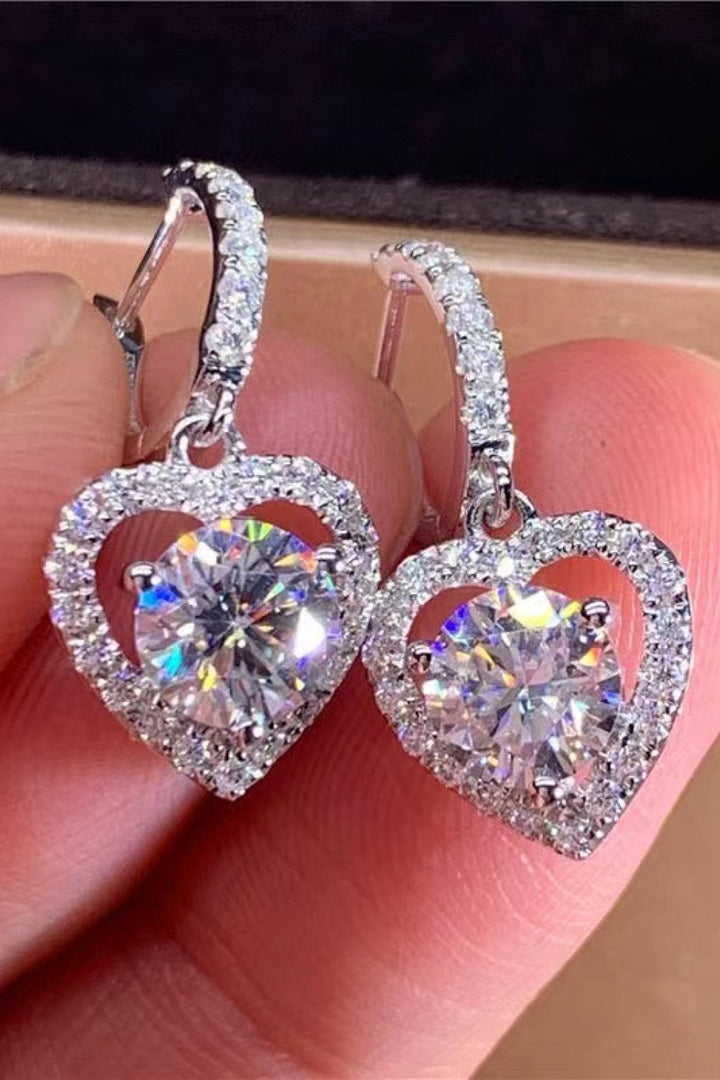 2 Carat Moissanite Platinum-Plated Heart Drop Earrings-Trendsi-Silver-One Size-[option4]-[option5]-[option6]-[option7]-[option8]-Shop-Boutique-Clothing-for-Women-Online
