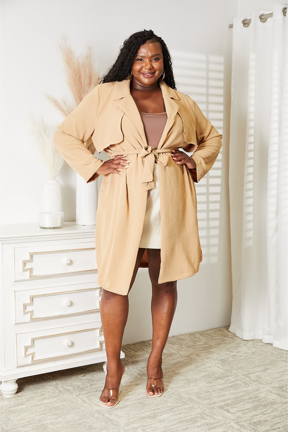 Culture Code Tied Trench Coat with Pockets-Trendsi-[option4]-[option5]-[option6]-[option7]-[option8]-Shop-Boutique-Clothing-for-Women-Online