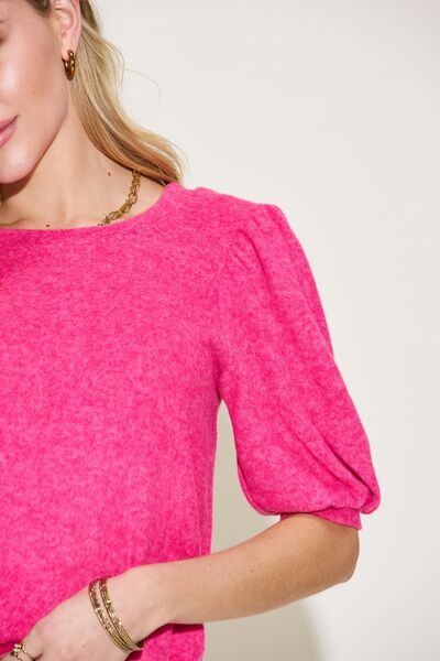 Zenana Round Neck Lantern Half Sleeve Sweater-Trendsi-[option4]-[option5]-[option6]-[option7]-[option8]-Shop-Boutique-Clothing-for-Women-Online