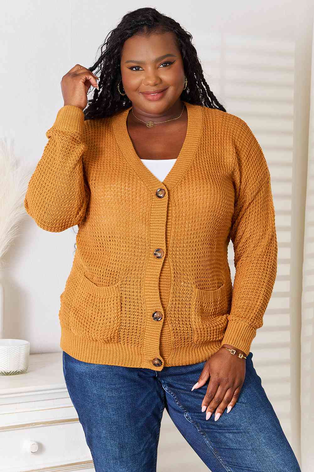 Double Take Drop Shoulder Button Down Cardigan with Pockets-Trendsi-Chartreuse-S-[option4]-[option5]-[option6]-[option7]-[option8]-Shop-Boutique-Clothing-for-Women-Online