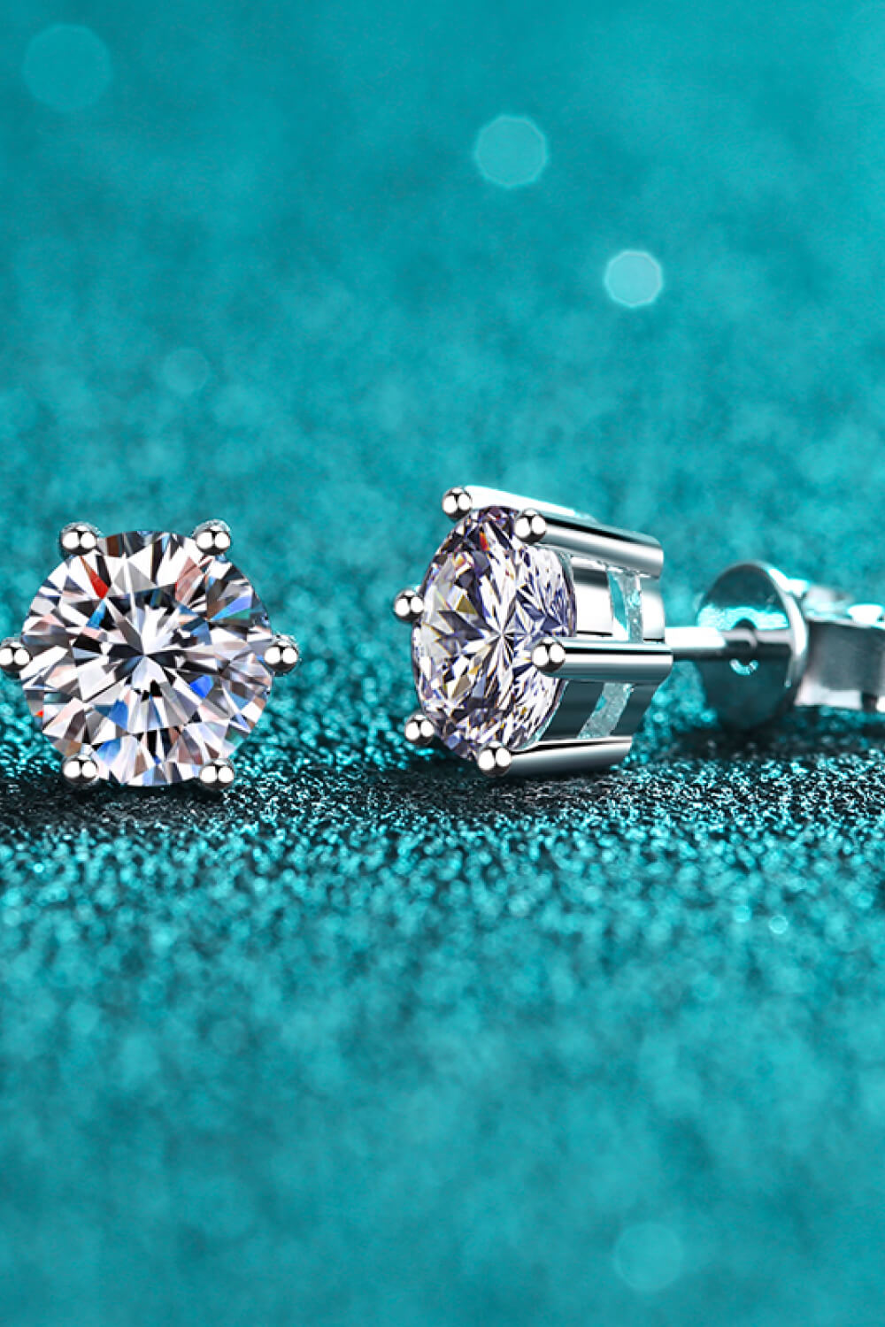 925 Sterling Silver 6-Prong 2 Carat Moissanite Stud Earrings-Trendsi-Silver-One Size-[option4]-[option5]-[option6]-[option7]-[option8]-Shop-Boutique-Clothing-for-Women-Online