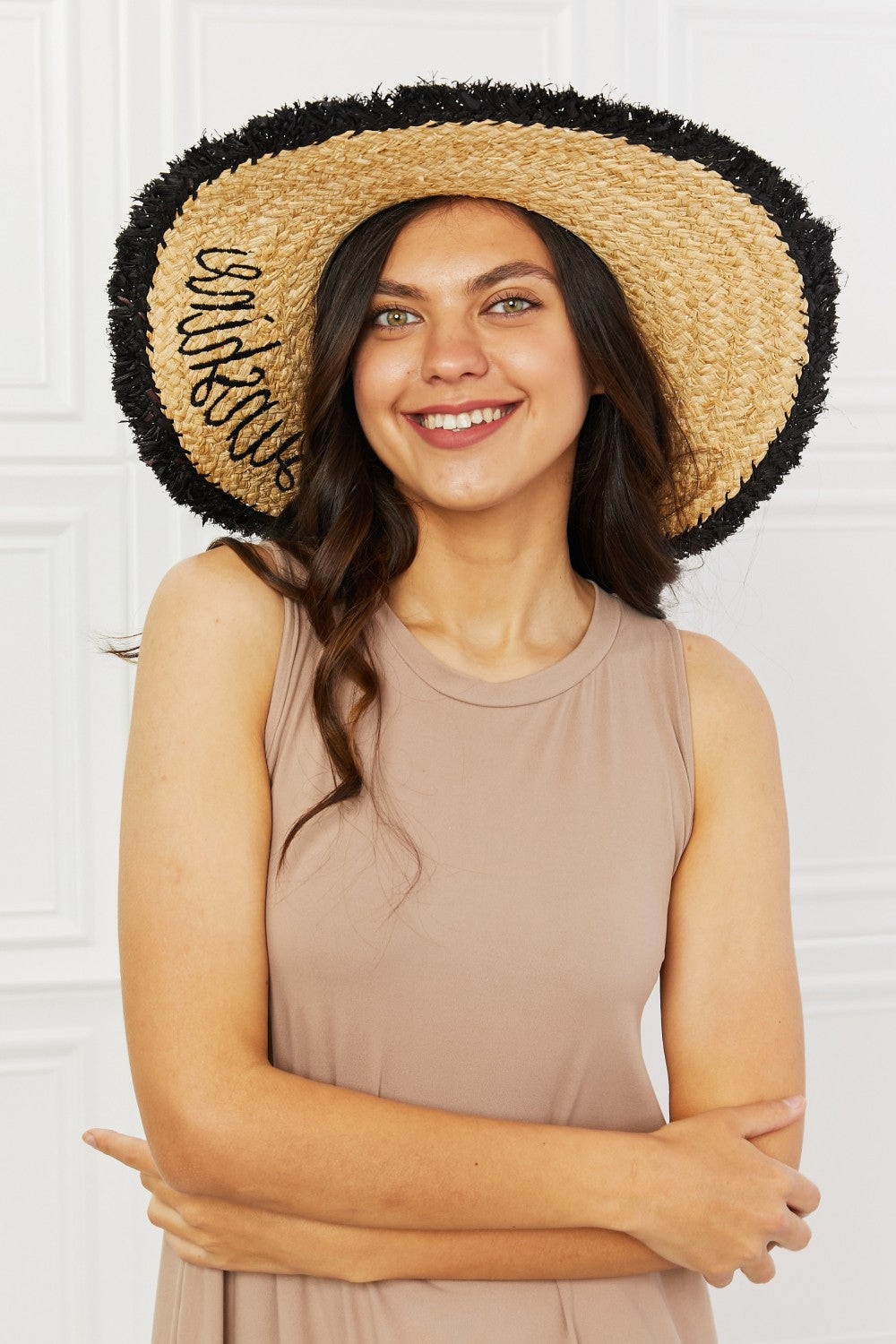 Fame Sunshine Straw Fringe Hat-Trendsi-Black-One Size-[option4]-[option5]-[option6]-[option7]-[option8]-Shop-Boutique-Clothing-for-Women-Online
