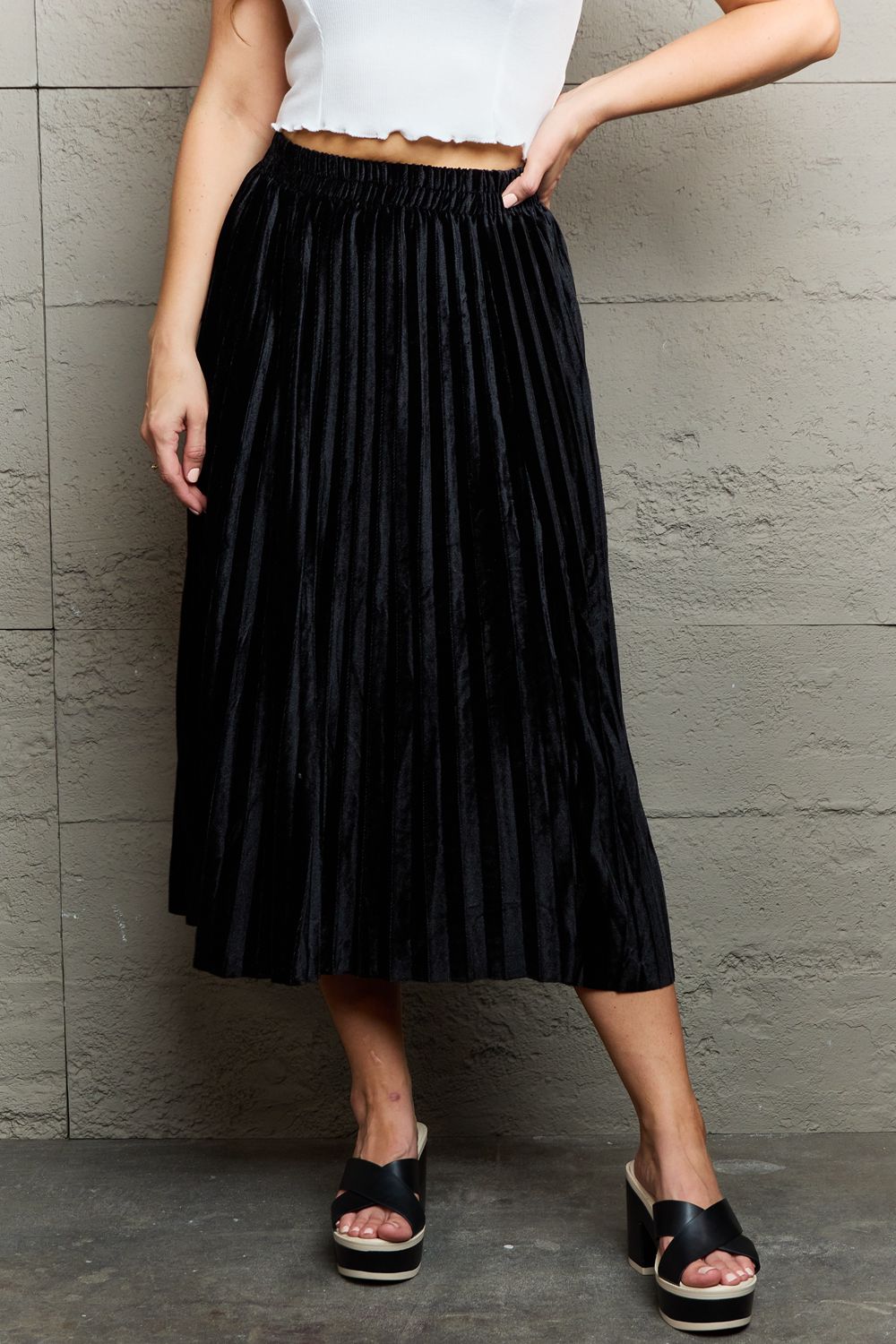 Ninexis Accordion Pleated Flowy Midi Skirt-Trendsi-Black-One Size-[option4]-[option5]-[option6]-[option7]-[option8]-Shop-Boutique-Clothing-for-Women-Online