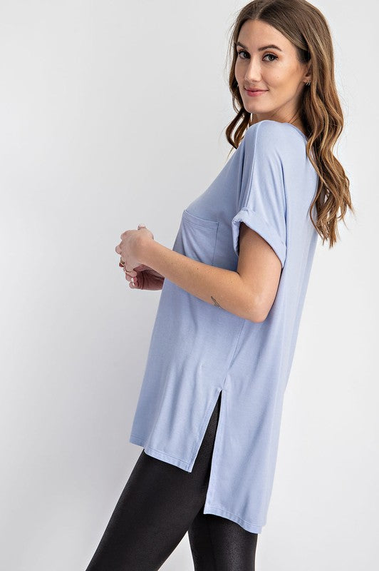 Rae Mode Modal V Neck High Low Tee-Rae Mode-[option4]-[option5]-[option6]-[option7]-[option8]-Shop-Boutique-Clothing-for-Women-Online