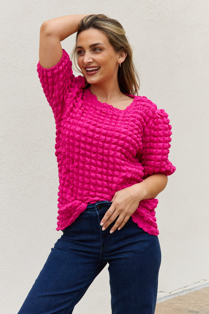 And The Why Bubble textured Puff Sleeve Top-Trendsi-[option4]-[option5]-[option6]-[option7]-[option8]-Shop-Boutique-Clothing-for-Women-Online