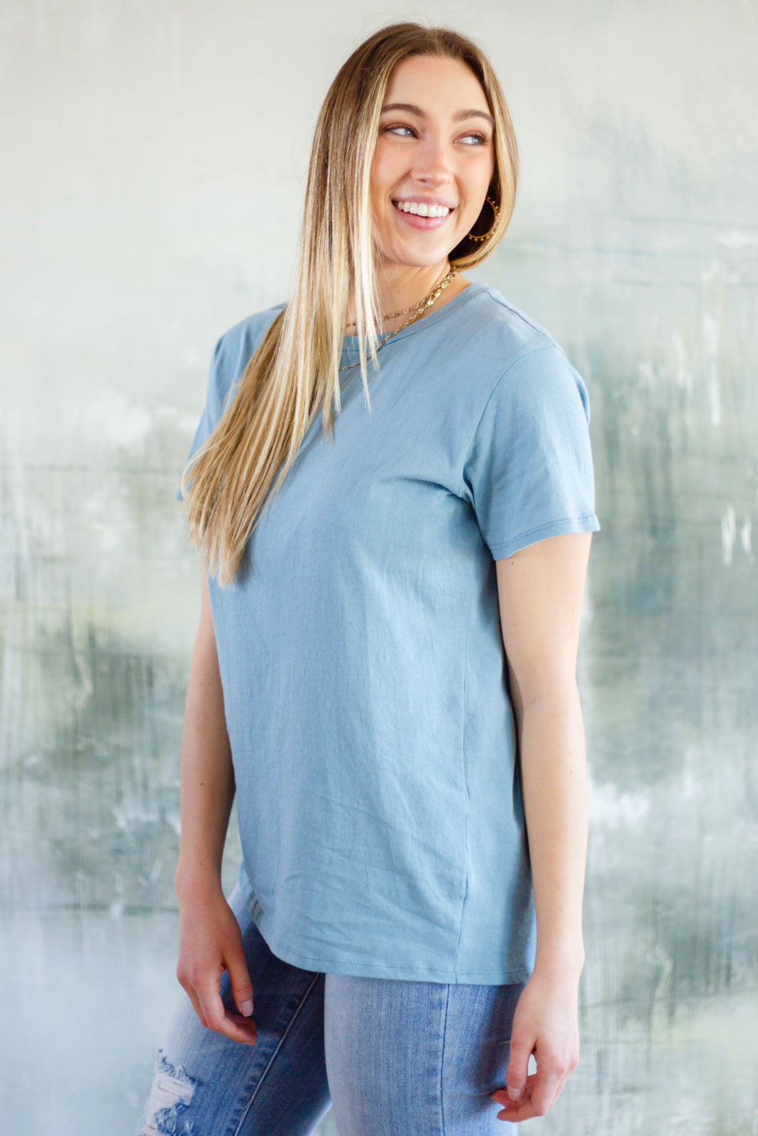 Cardinal Short Sleeve Tee in Blue Grey-Womens-Ave Shops-[option4]-[option5]-[option6]-[option7]-[option8]-Shop-Boutique-Clothing-for-Women-Online