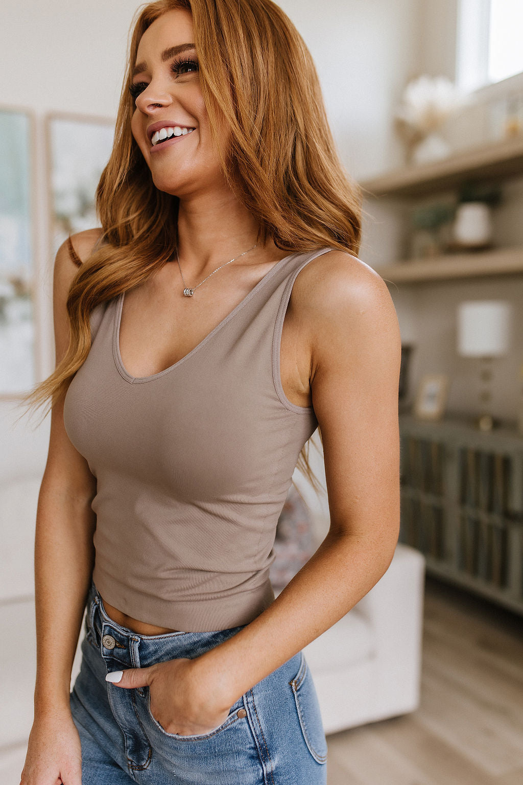 Carefree Seamless Reversible Tank in Light Mocha-Tops-Ave Shops-[option4]-[option5]-[option6]-[option7]-[option8]-Shop-Boutique-Clothing-for-Women-Online