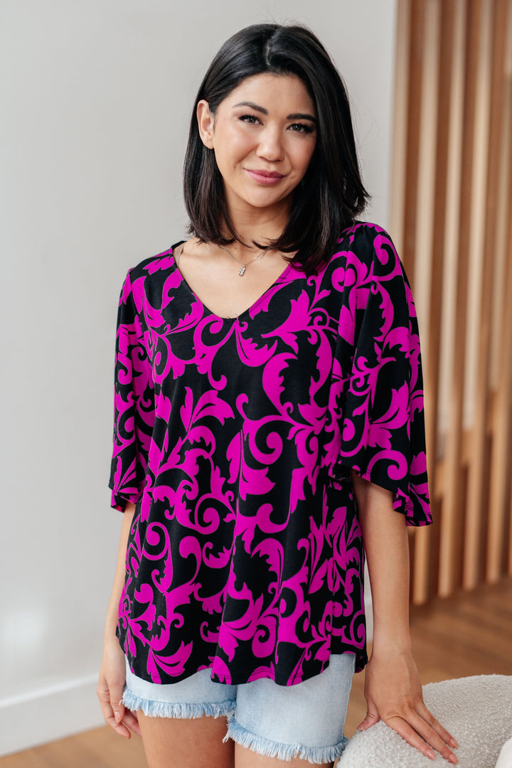 Casually Cute V-Neck Top in Magenta-Womens-Ave Shops-[option4]-[option5]-[option6]-[option7]-[option8]-Shop-Boutique-Clothing-for-Women-Online