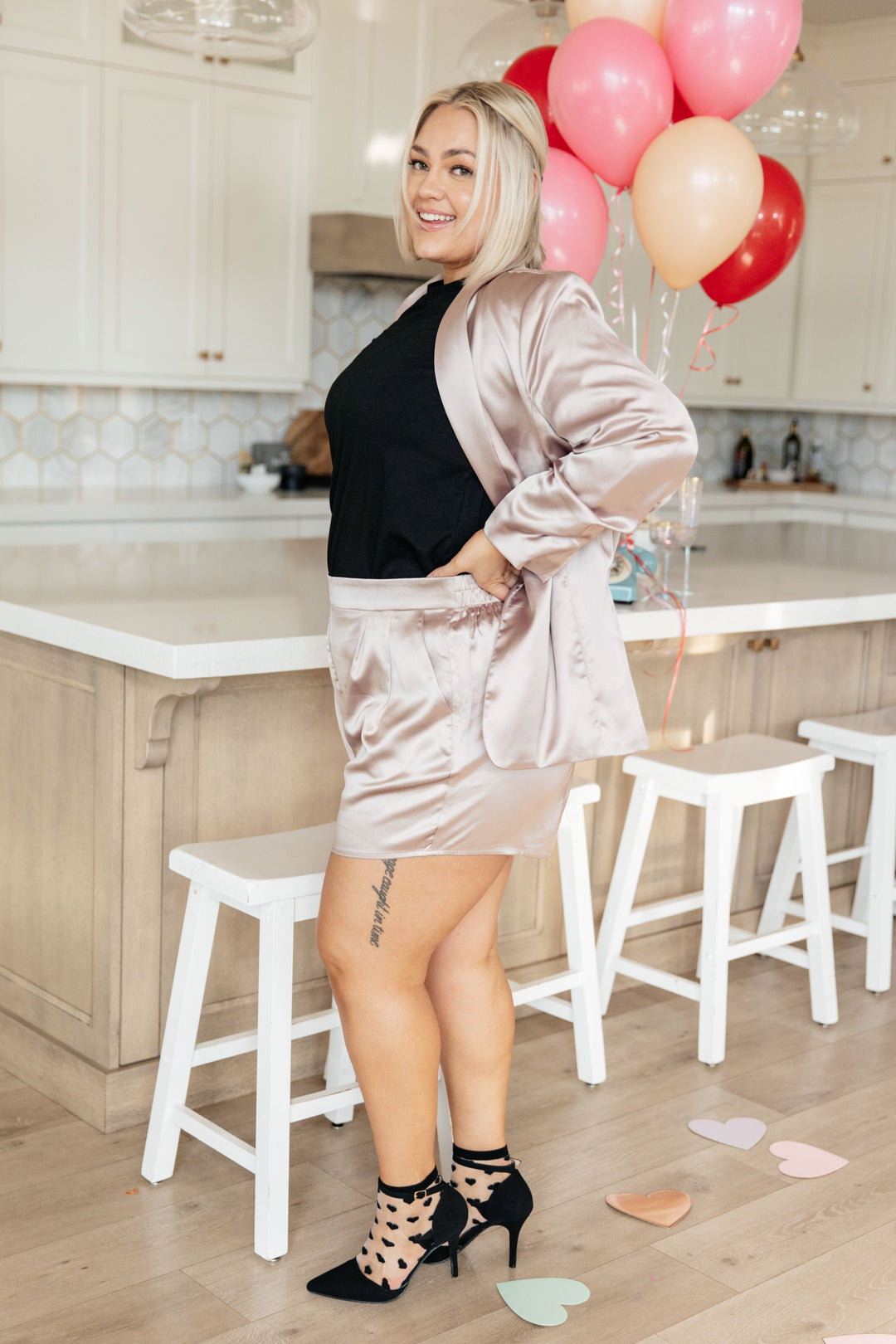Champagne and Roses Satin Blazer-Womens-Ave Shops-[option4]-[option5]-[option6]-[option7]-[option8]-Shop-Boutique-Clothing-for-Women-Online